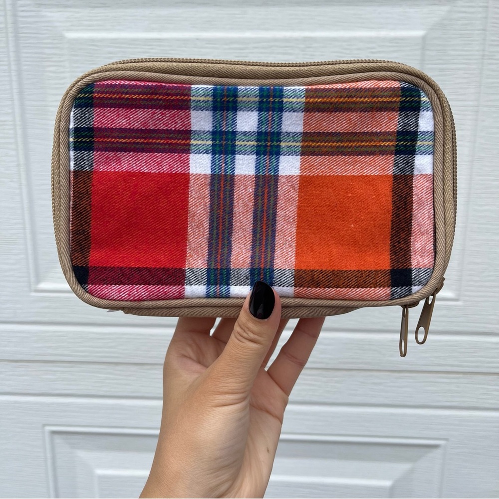 BEAMS Japan Airlines Plaid Toiletry Cosmetic Bag!